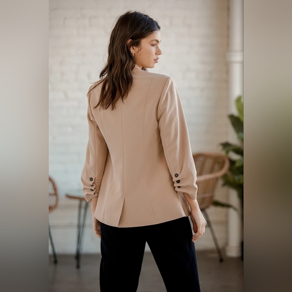 Lulus Here for Business Taupe Ruched Blazer - Picture 3 of 11